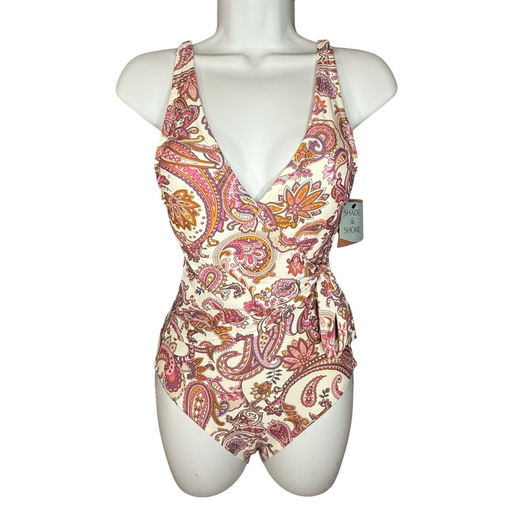 Shade & Shore - Women’s Jacobean Print Tummy Control One Piece Swimsuit - Picture 4 of 11